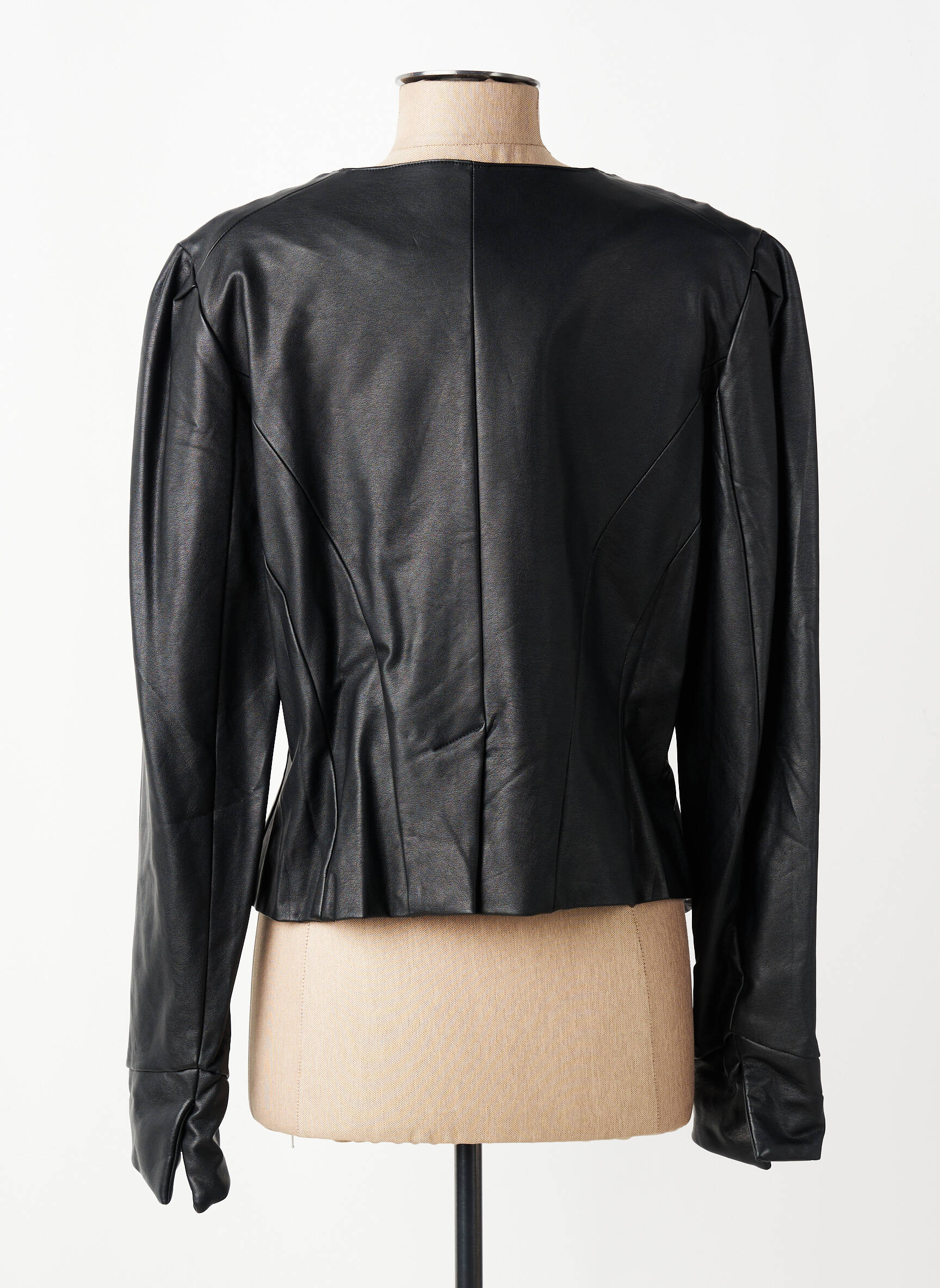 Veste simili cuir coupe cintrée noir KOKOMARINA femme