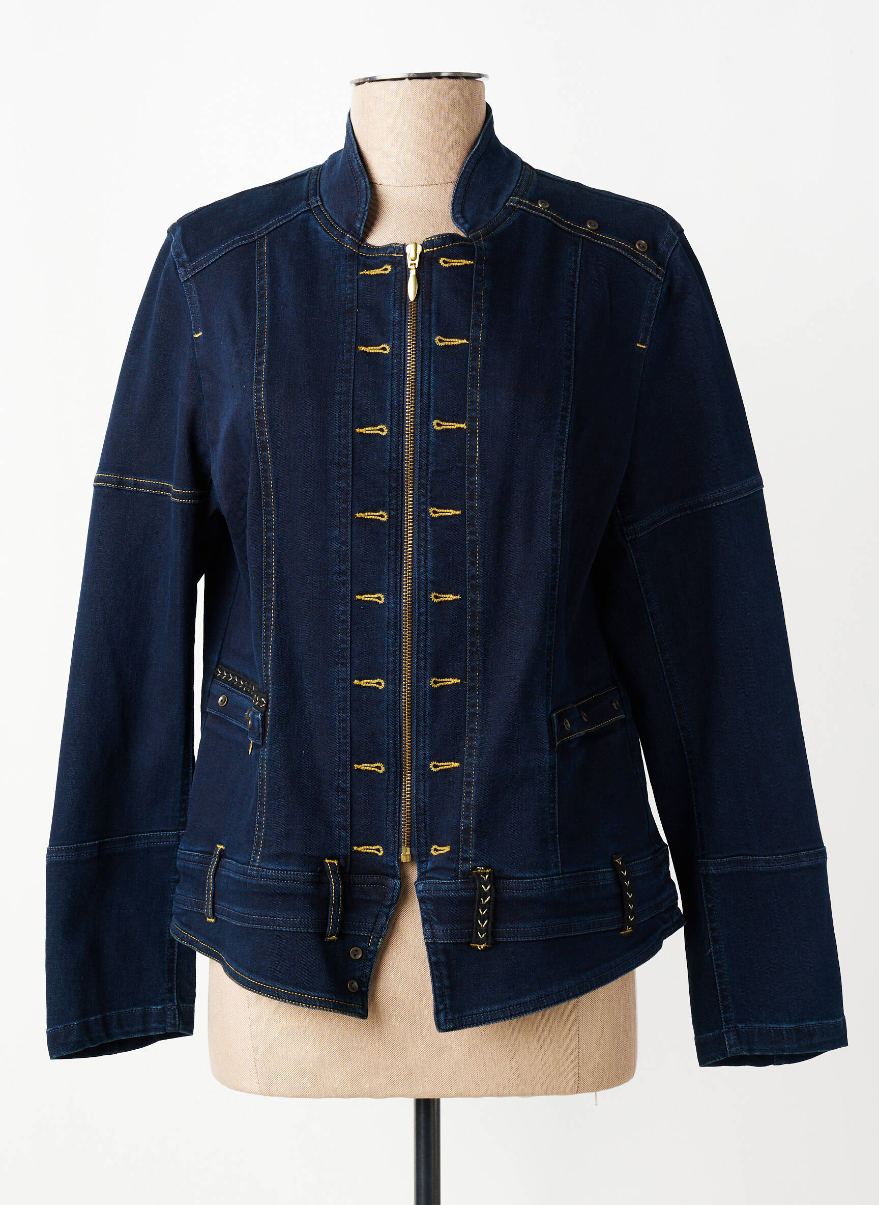 Veste casual col rond bleu PAUSE CAFE femme