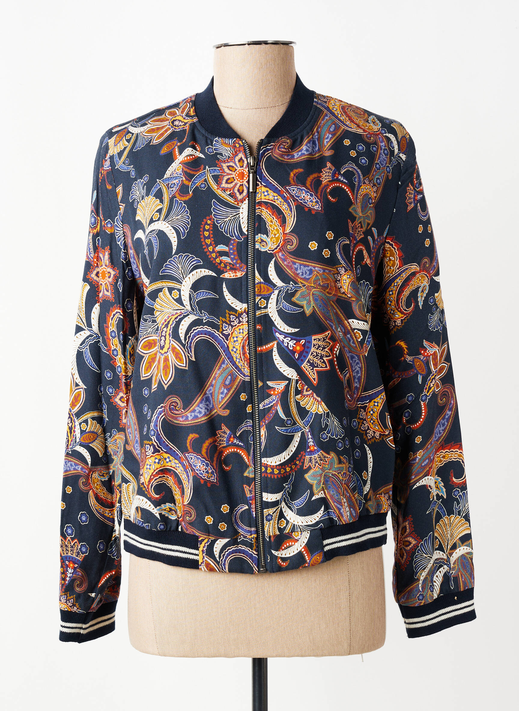 Blouson col v bleu PAUSE CAFE femme
