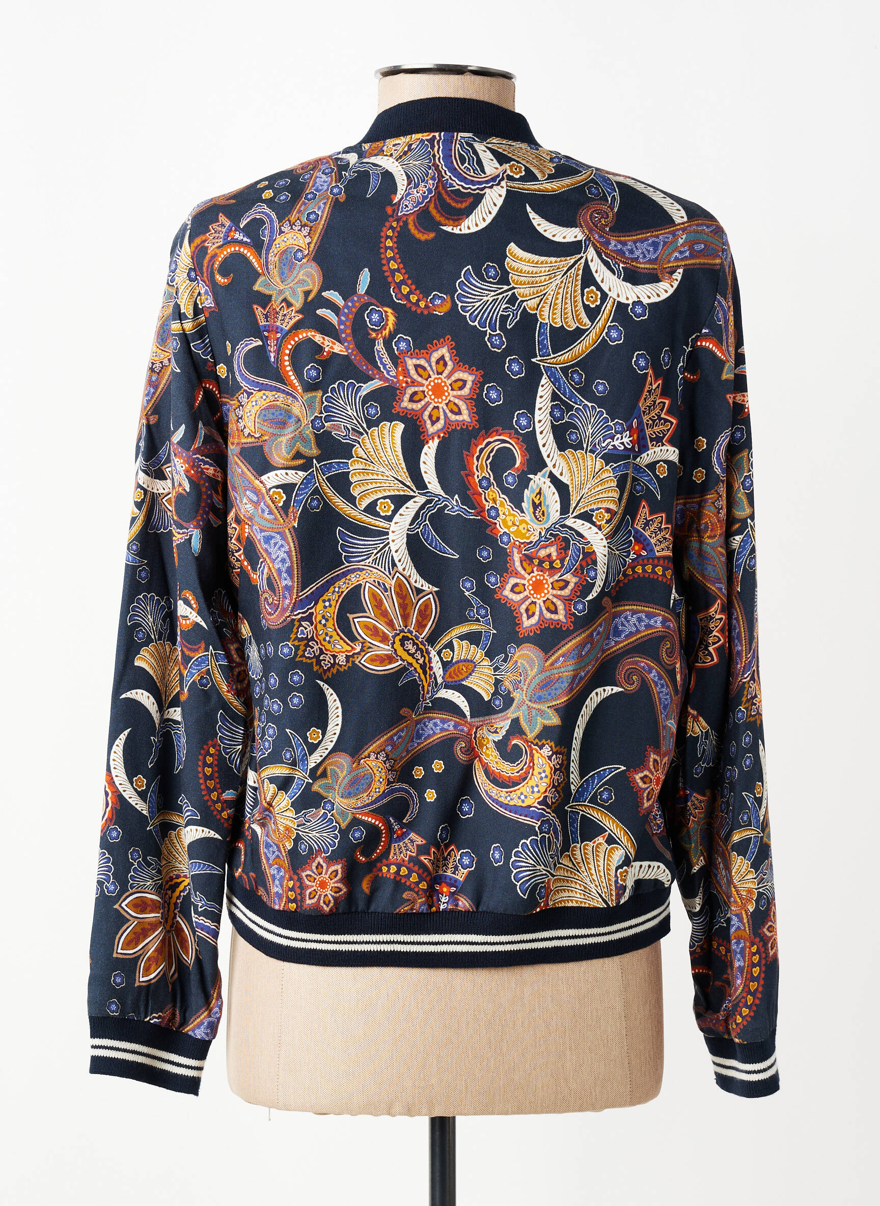 Blouson col v bleu PAUSE CAFE femme