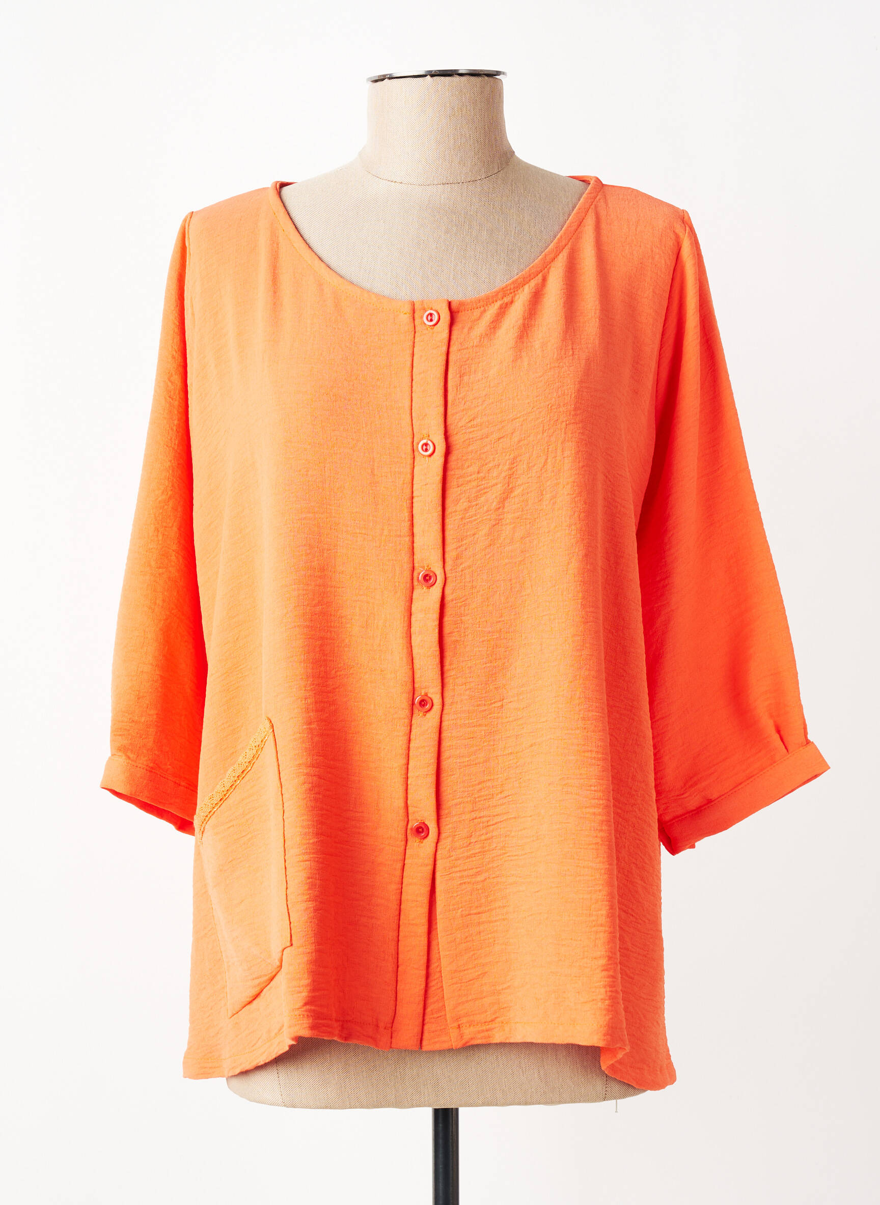 Veste casual col rond orange FRANCK ANNA femme