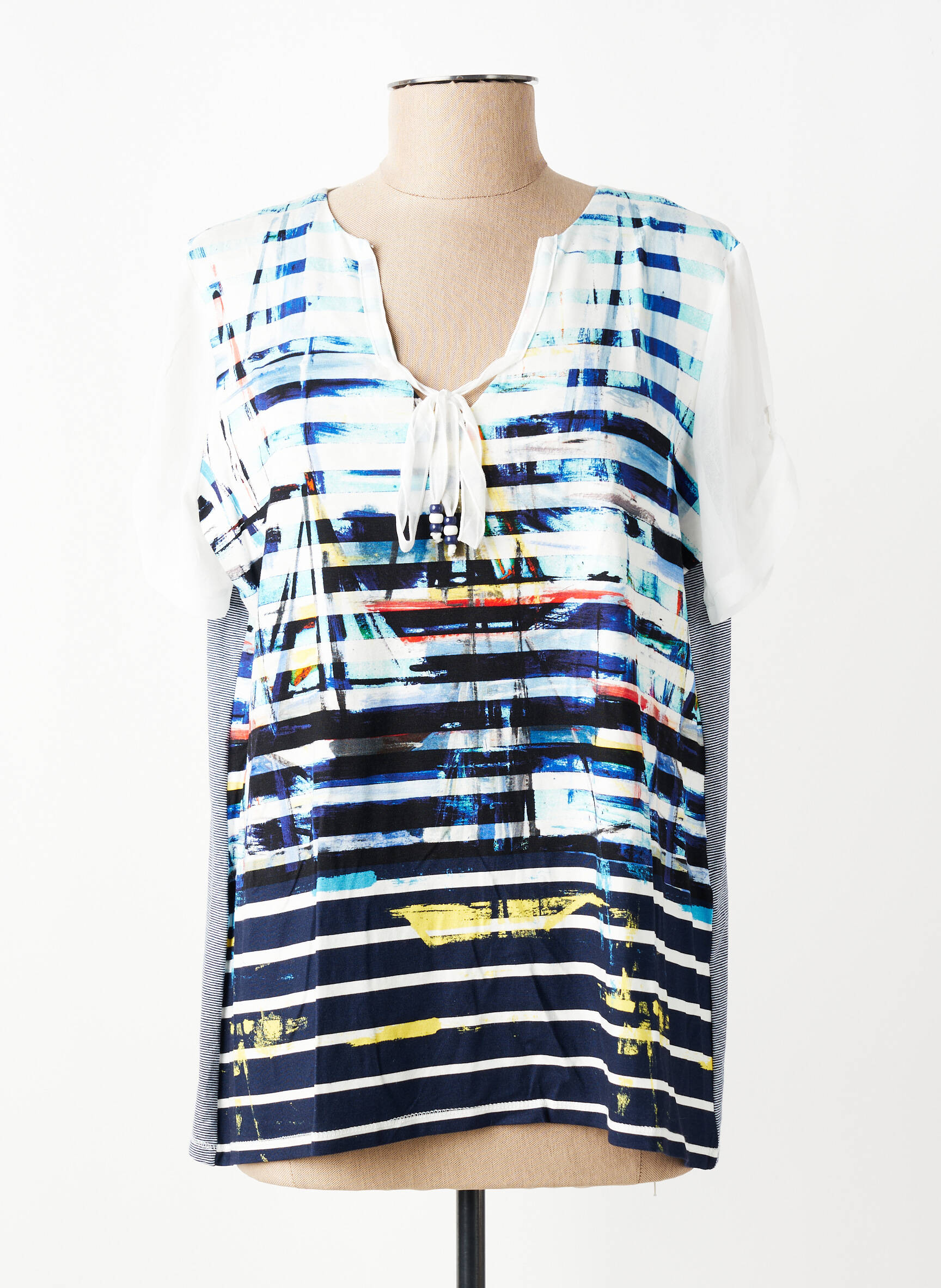 T-shirt coupe droite manches courtes bleu FRANCK ANNA femme