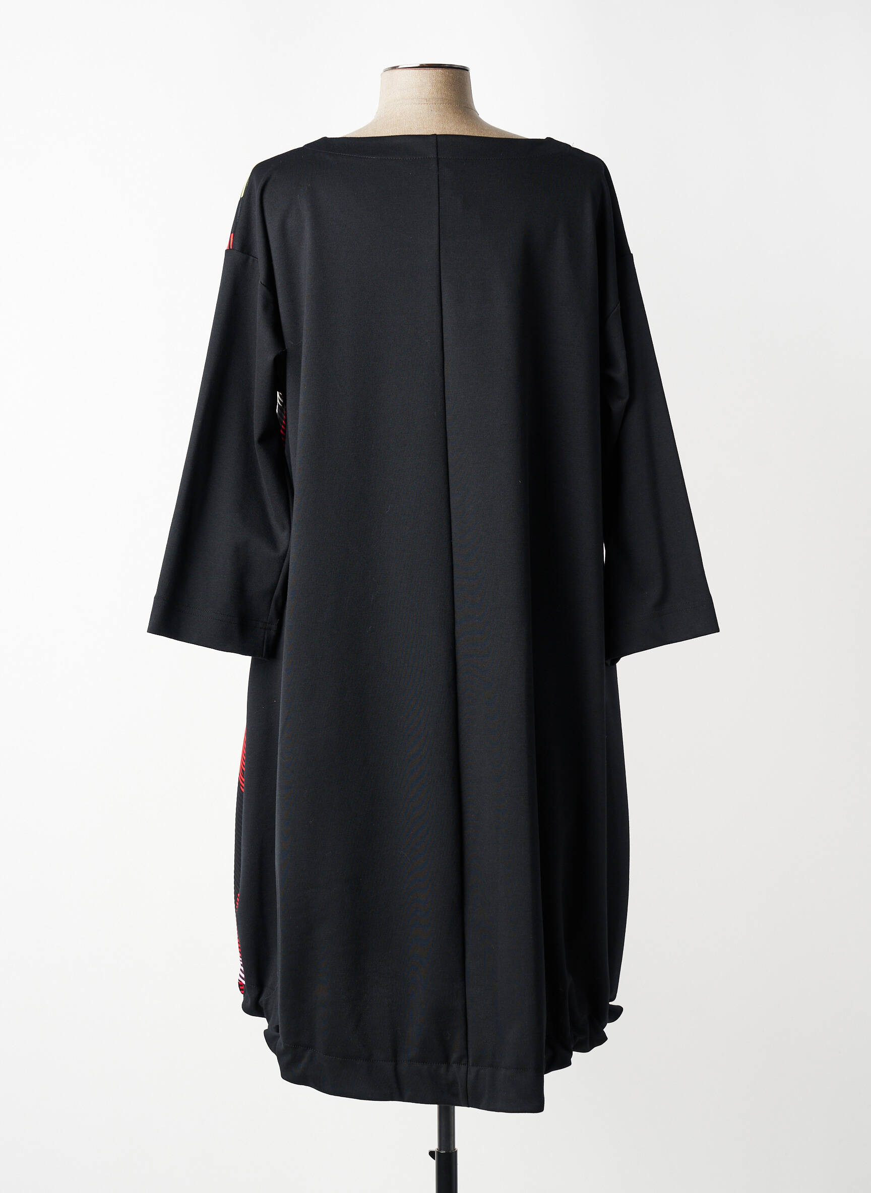 Robe mi-longue manches longues manches longues noir FRANCK ANNA femme