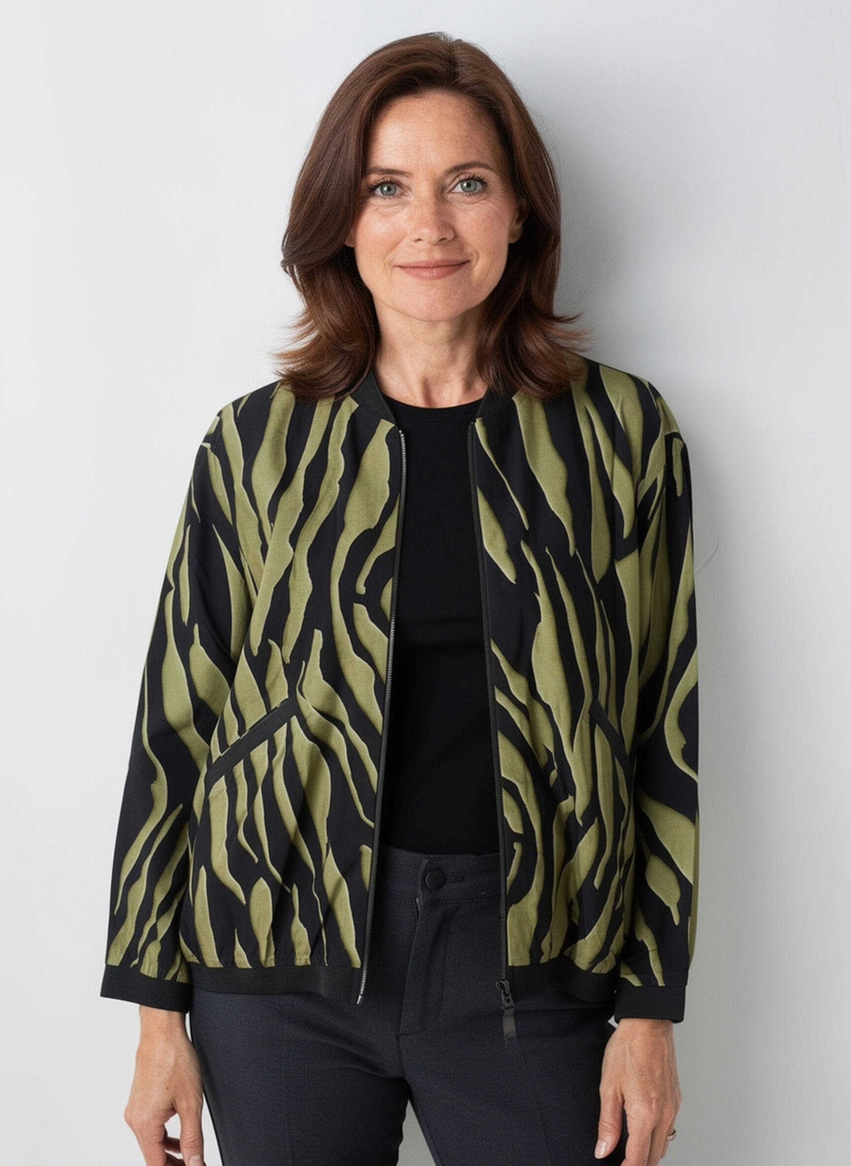 Blouson col v vert FRANCK ANNA femme