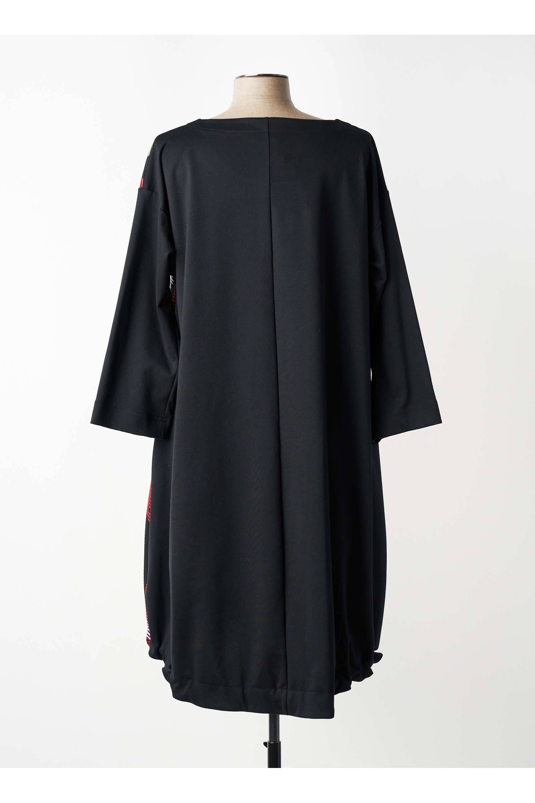 Robe mi-longue manches longues manches longues noir FRANCK ANNA femme