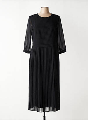 Robe longue coupe cintrée manches 3/4 noir GUY DUBOUIS femme
