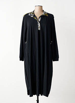 Robe mi-longue imprimé fantaisie manches longues noir FRANCK ANNA femme
