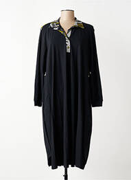 Robe mi-longue imprimé fantaisie manches longues noir FRANCK ANNA femme