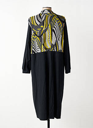 Robe mi-longue imprimé fantaisie manches longues noir FRANCK ANNA femme