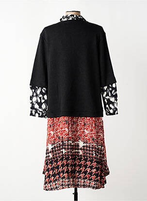 Robe mi-longue imprimé fantaisie manches longues noir FRANCK ANNA femme