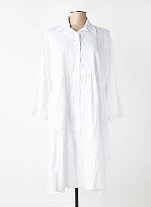 Robe mi-longue manches 3/4 manches 3/4 blanc FRANCK ANNA femme