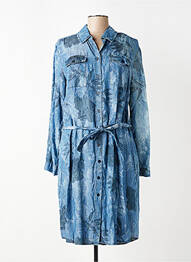 Robe mi-longue imprimé fleurs manches longues bleu FRED SABATIER femme