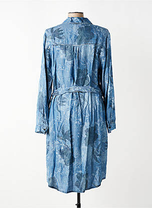 Robe mi-longue imprimé fleurs manches longues bleu FRED SABATIER femme