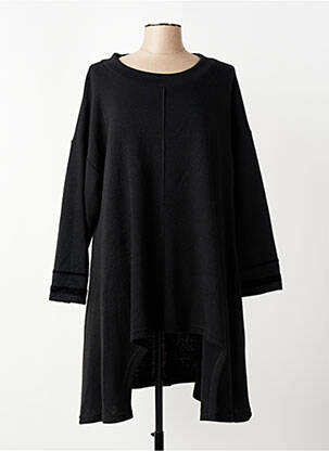 Pull tunique stretch manches longues noir FRANCK ANNA femme