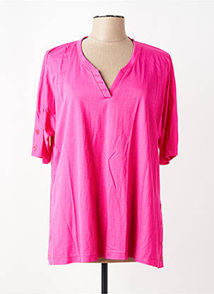 T-shirt col v manches courtes rose FRANCK ANNA femme