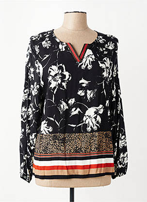 Blouse tissage popeline manches longues noir PAUSE CAFE femme