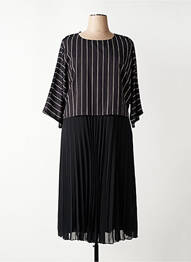 Robe longue tissage popeline manches 3/4 noir IMPULSION femme