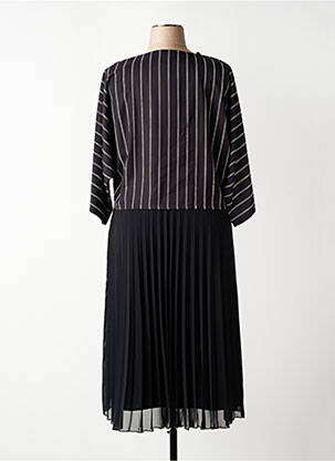 Robe longue tissage popeline manches 3/4 noir IMPULSION femme