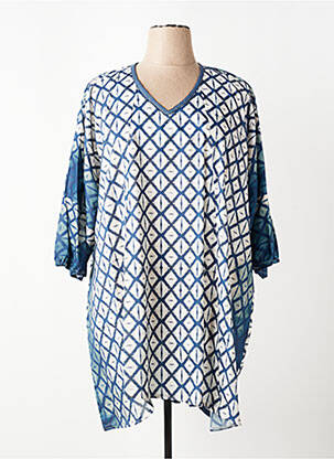 Tunique manches longues col v bleu FRANCK ANNA femme
