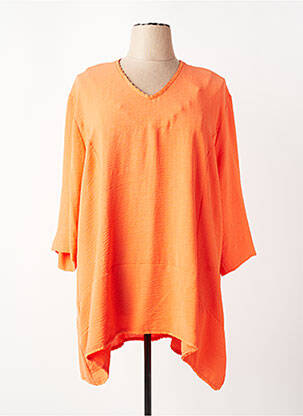 Tunique manches longues tissage crêpe orange FRANCK ANNA femme