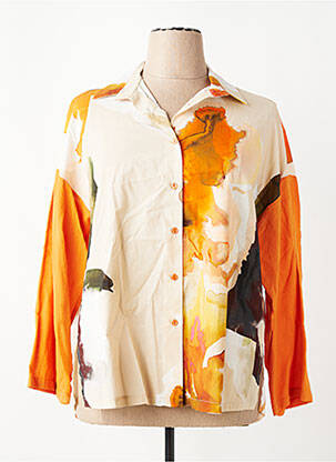 Chemisier tissage crêpe manches longues orange FRANCK ANNA femme