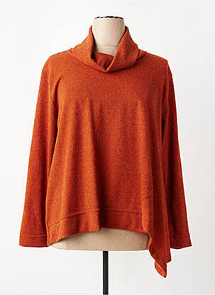 Pull tunique tissage chiné manches longues orange FRANCK ANNA femme