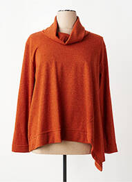 Pull tunique tissage chiné manches longues orange FRANCK ANNA femme
