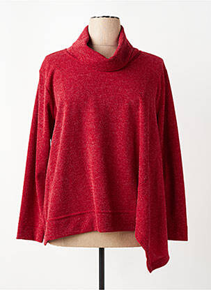 Pull tunique tissage chiné manches longues rouge FRANCK ANNA femme