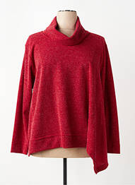 Pull tunique tissage chiné manches longues rouge FRANCK ANNA femme