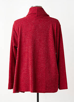 Pull tunique tissage chiné manches longues rouge FRANCK ANNA femme