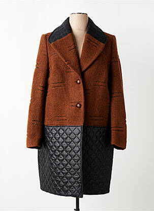 Manteau long coupe cintrée sans capuche marron GREGORY PAT femme