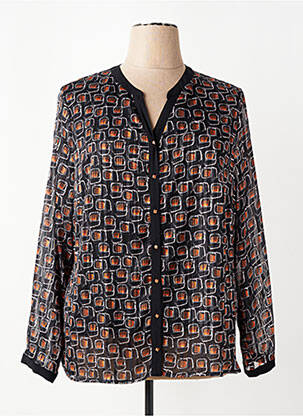 Chemisier tissage crêpe manches longues noir PAUSE CAFE femme