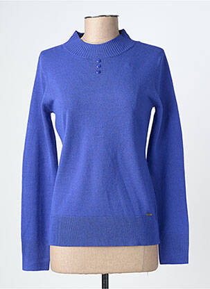 Pull coupe cintrée manches longues bleu FELINO femme