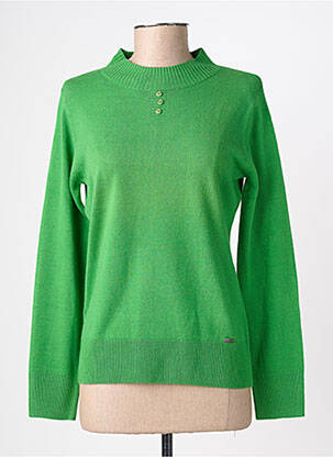 Pull coupe cintrée manches longues vert FELINO femme