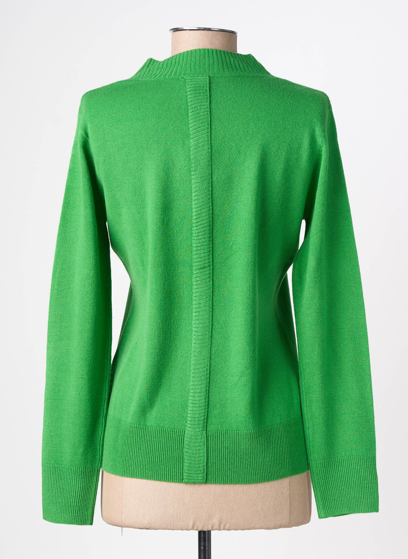 Pull coupe cintrée manches longues vert FELINO femme