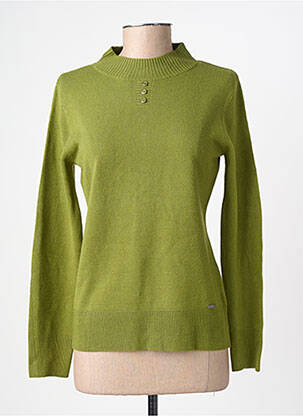 Pull coupe cintrée manches longues vert FELINO femme