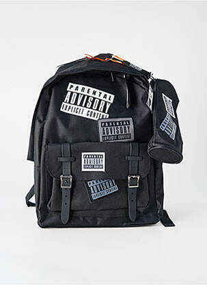Sac à dos poches noir PARENTAL ADVISORY garçon