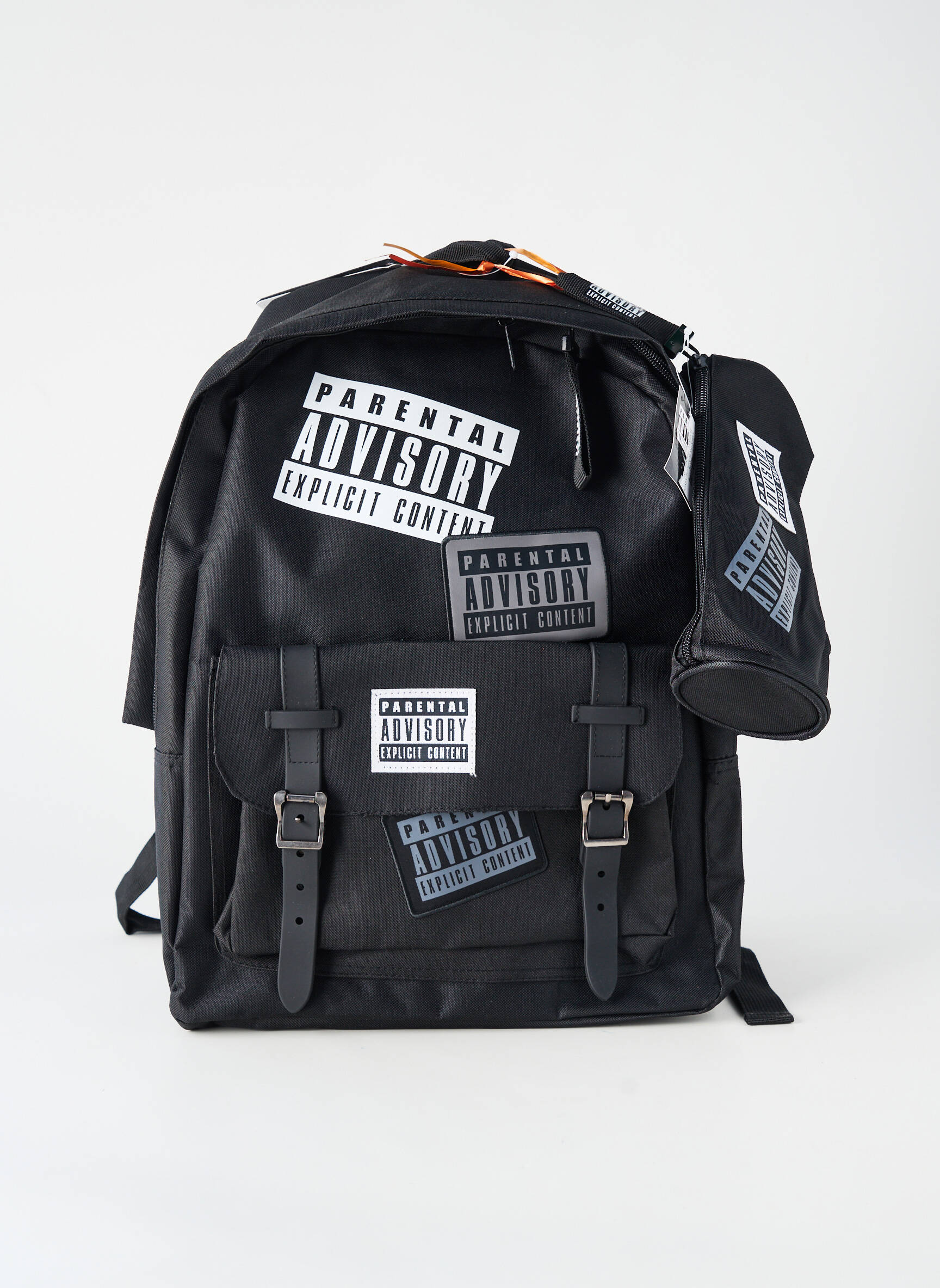Sac à dos poches noir PARENTAL ADVISORY garçon
