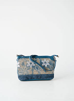 Sac fermeture zippée forme rectangulaire bleu PATRICK BLANC femme