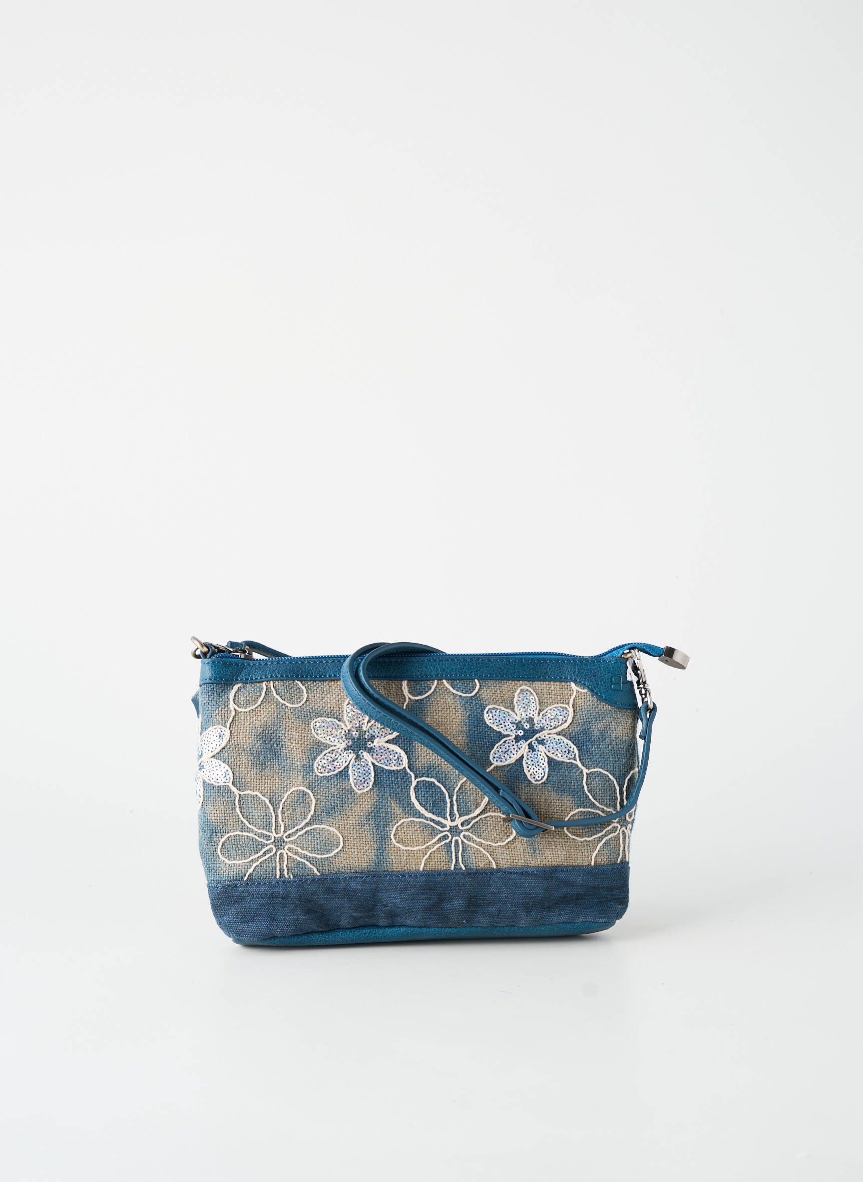 Sac fermeture zippée forme rectangulaire bleu PATRICK BLANC femme