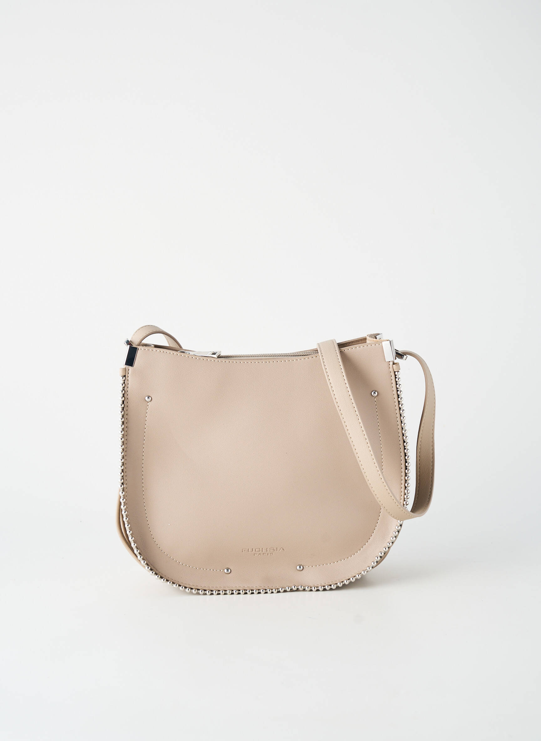Sac fermeture zippée forme rectangulaire beige FUCHSIA femme