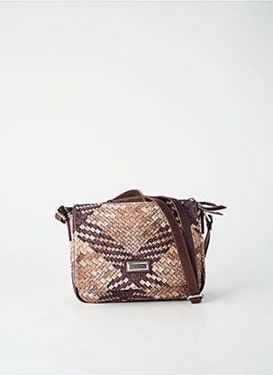 Sac multipoches forme rectangulaire marron FUCHSIA femme