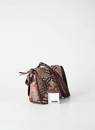 Sac multipoches forme rectangulaire marron FUCHSIA femme