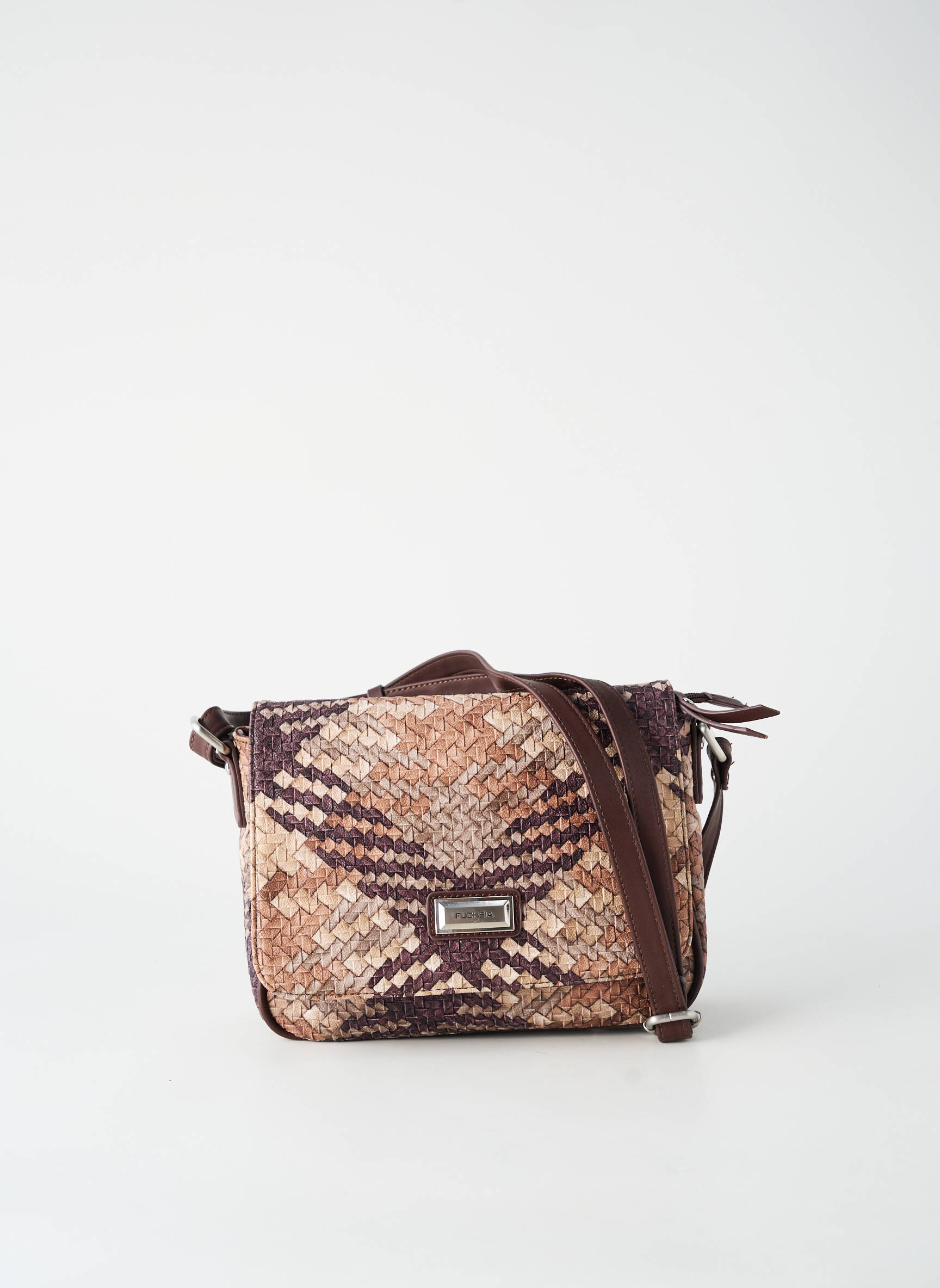 Sac multipoches forme rectangulaire marron FUCHSIA femme