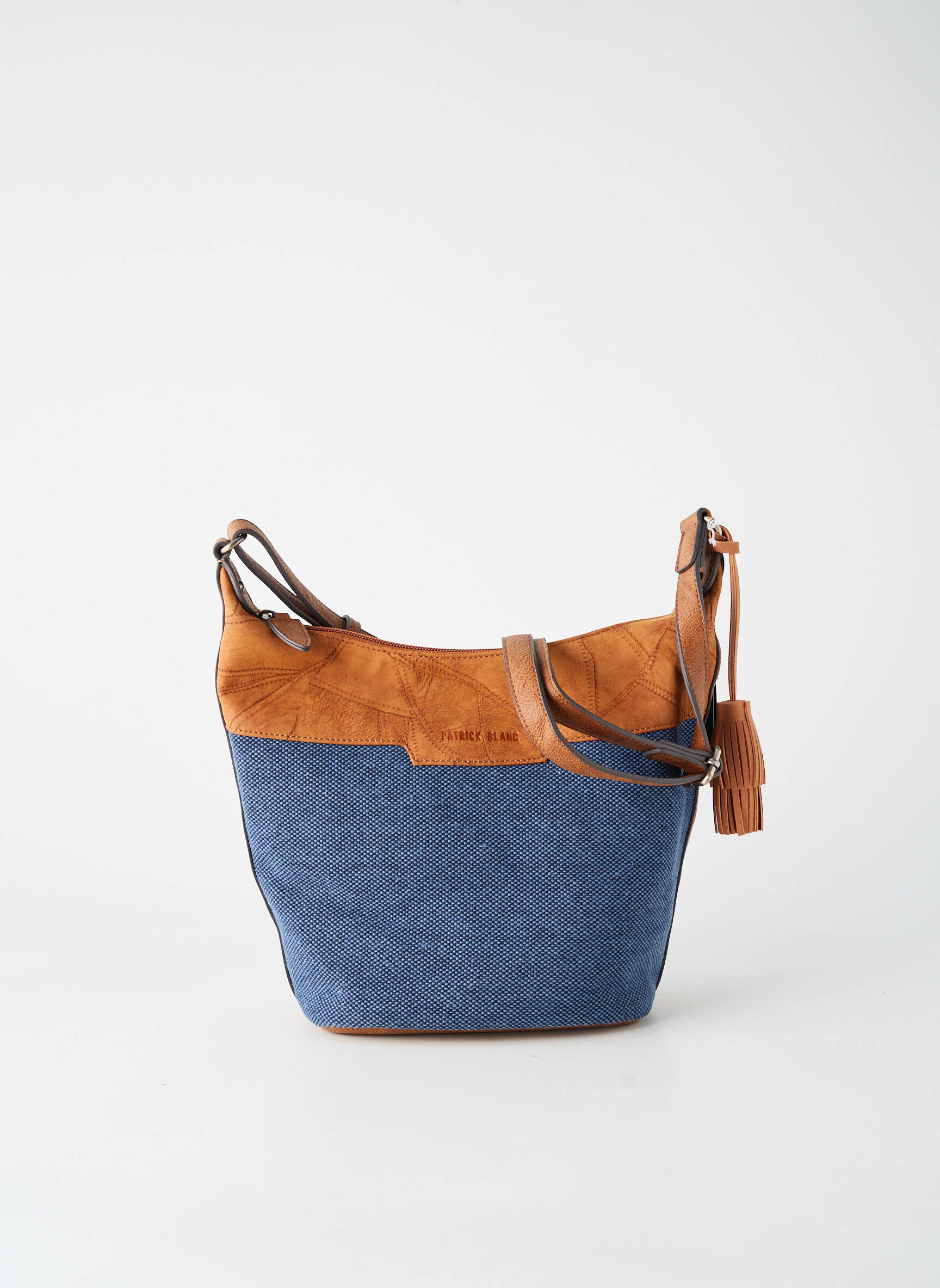 Sac multipoches forme rectangulaire bleu PATRICK BLANC femme