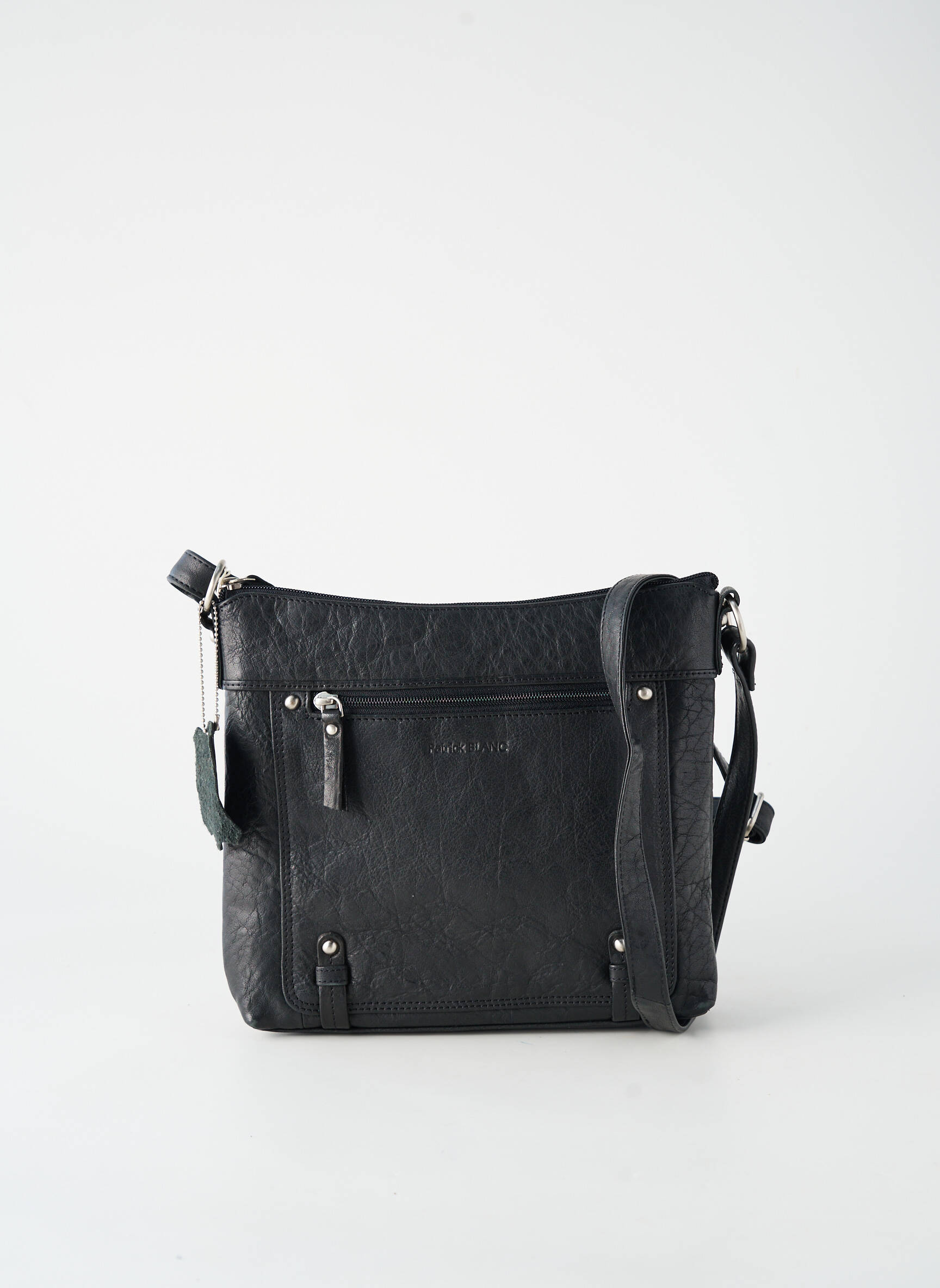 Sac multipoches forme carré noir PATRICK BLANC femme