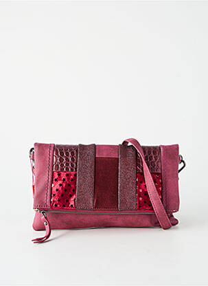Sac multipoches forme rectangulaire rouge FUCHSIA femme