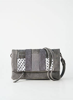 Sac multipoches forme rectangulaire gris FUCHSIA femme