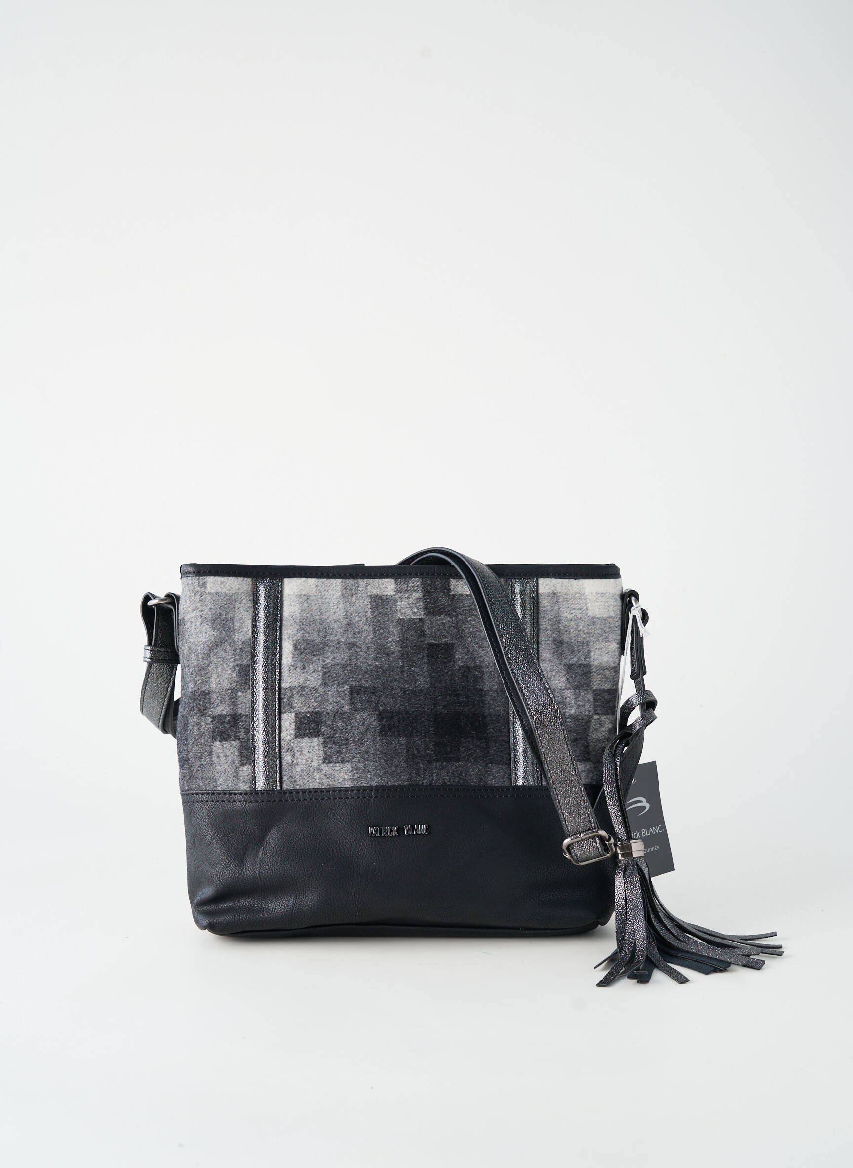 Sac multipoches forme rectangulaire gris PATRICK BLANC femme
