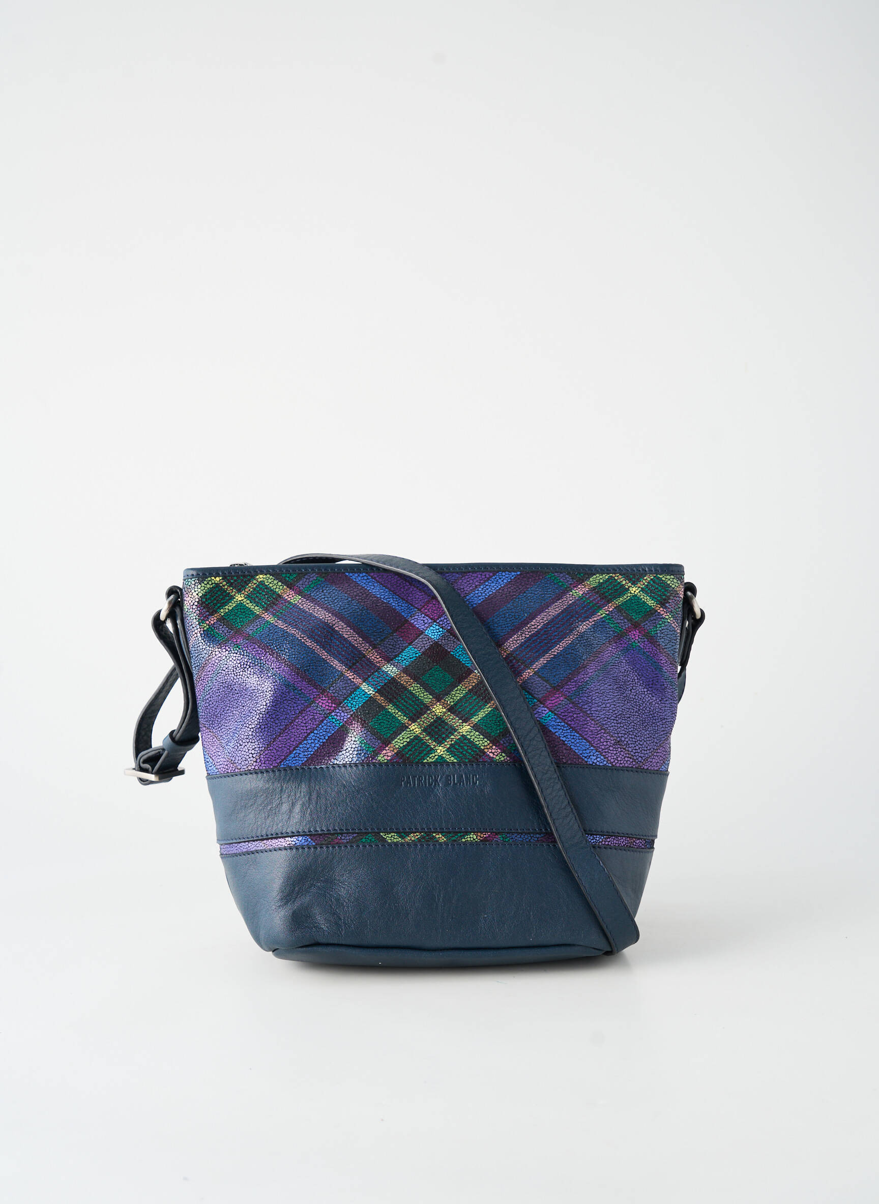 Sac multipoches forme rectangulaire bleu PATRICK BLANC femme